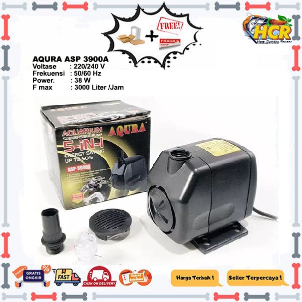 Aqura ASP 3900A Mesin Pompa Filter Kolam Aquarium Submersible Pump 38W