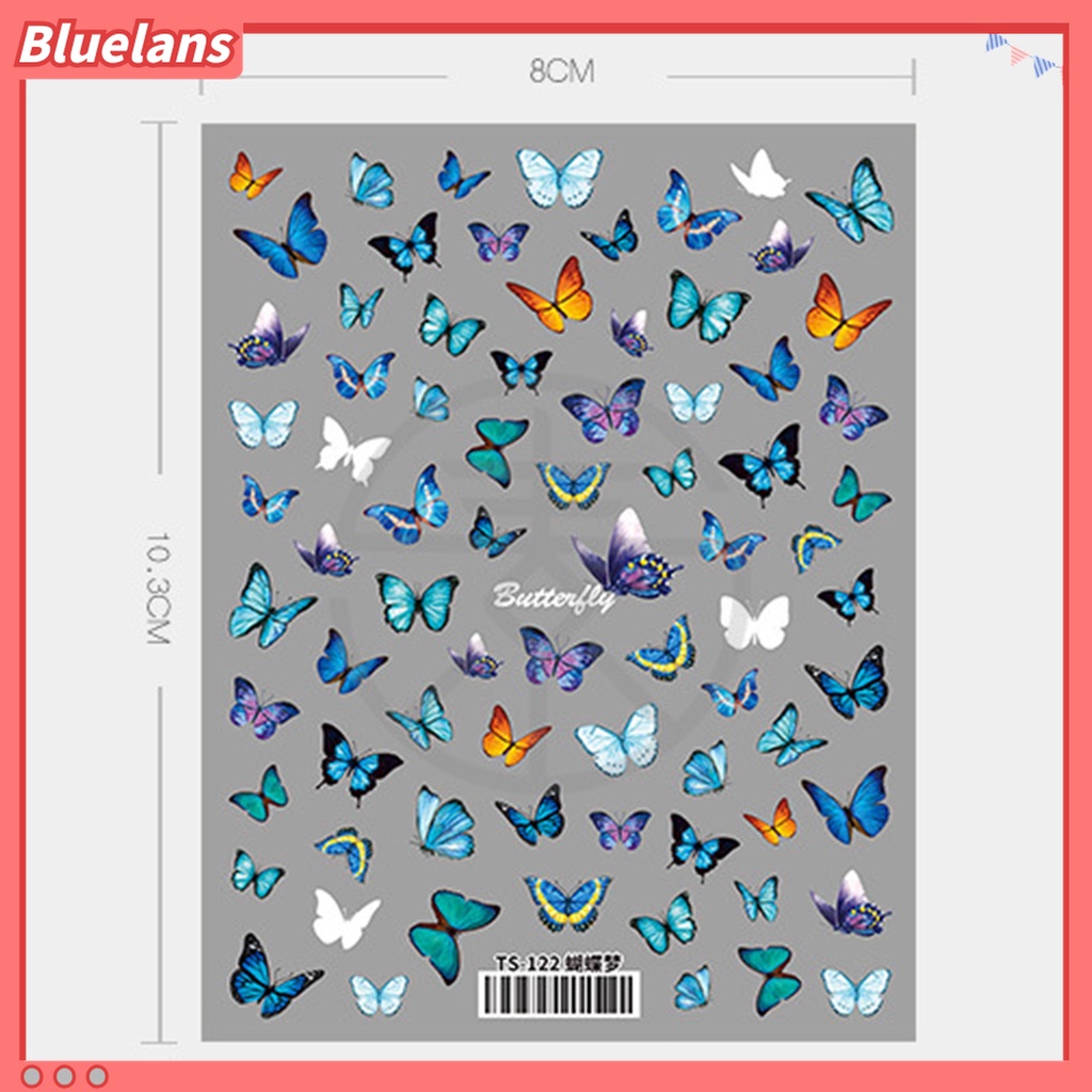 (In Stock) Kacamata Hitam Lensa Warna Warni ♡Stiker Kuku 3D Motif Bunga Butterfly Untuk Dekorasi Nail Art
