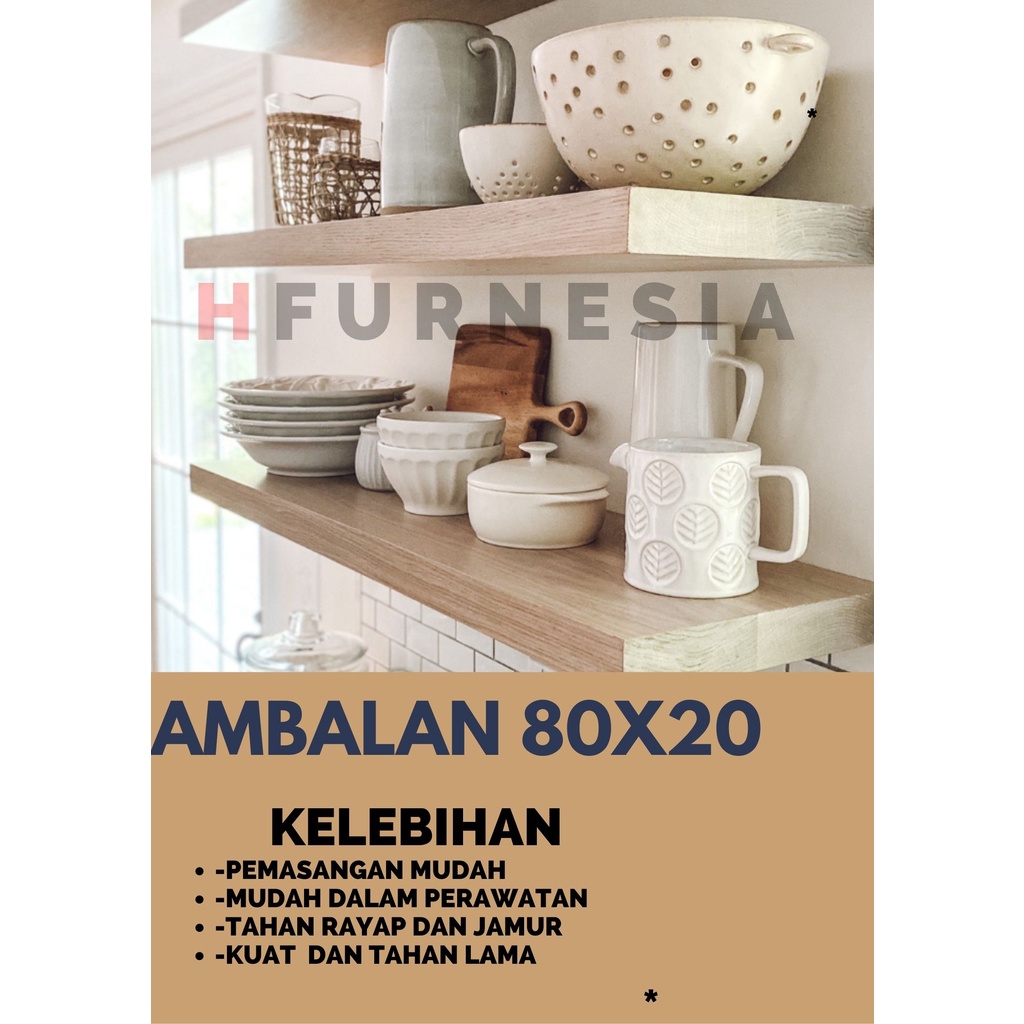 Ambalan Kayu 80x20cm, 60x20cm,100x15cm ambalan rak dinidng kayu ambalan serbaguna