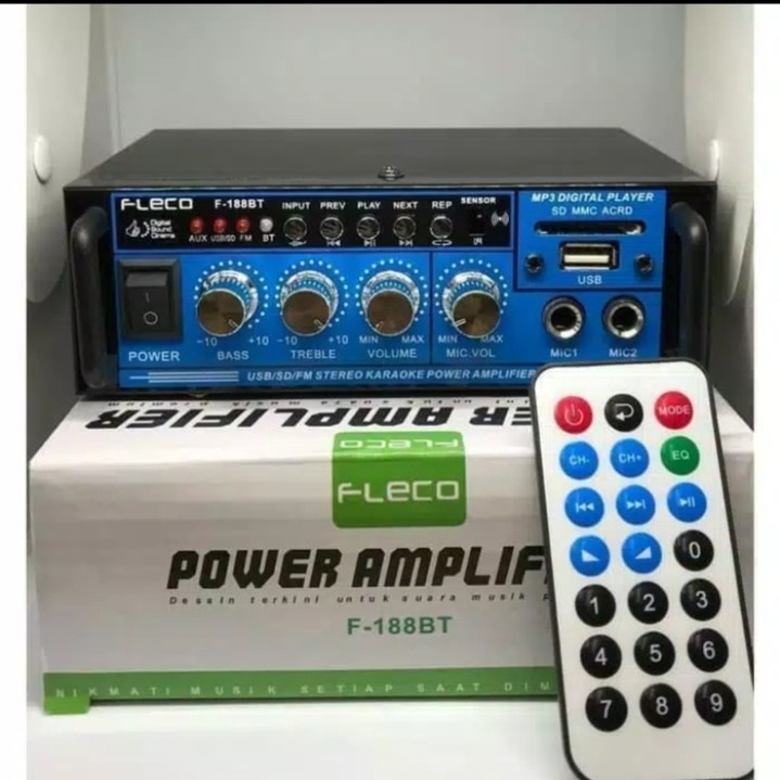 Paling Laris!!! Power Amplifier Fleco F-188BT Bluetooth USB Karaoke + Mp3 player + FM Radio