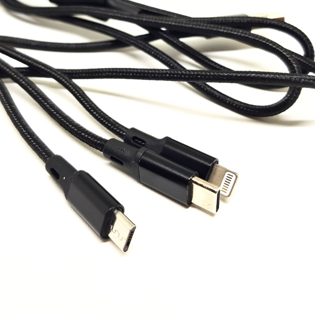 SKU-1120 KABEL USB MICRO + TYPE-C + LIGHTNING 3IN1 1M MUJU MJ-33 MJ33