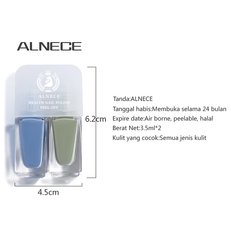 ALNECE 2IN1 KUTEK HALAL PEEL OFF KUTEKS 2 TONE KUTEK KOREA kutek halal muslimah Gel Nail polish 10ml
