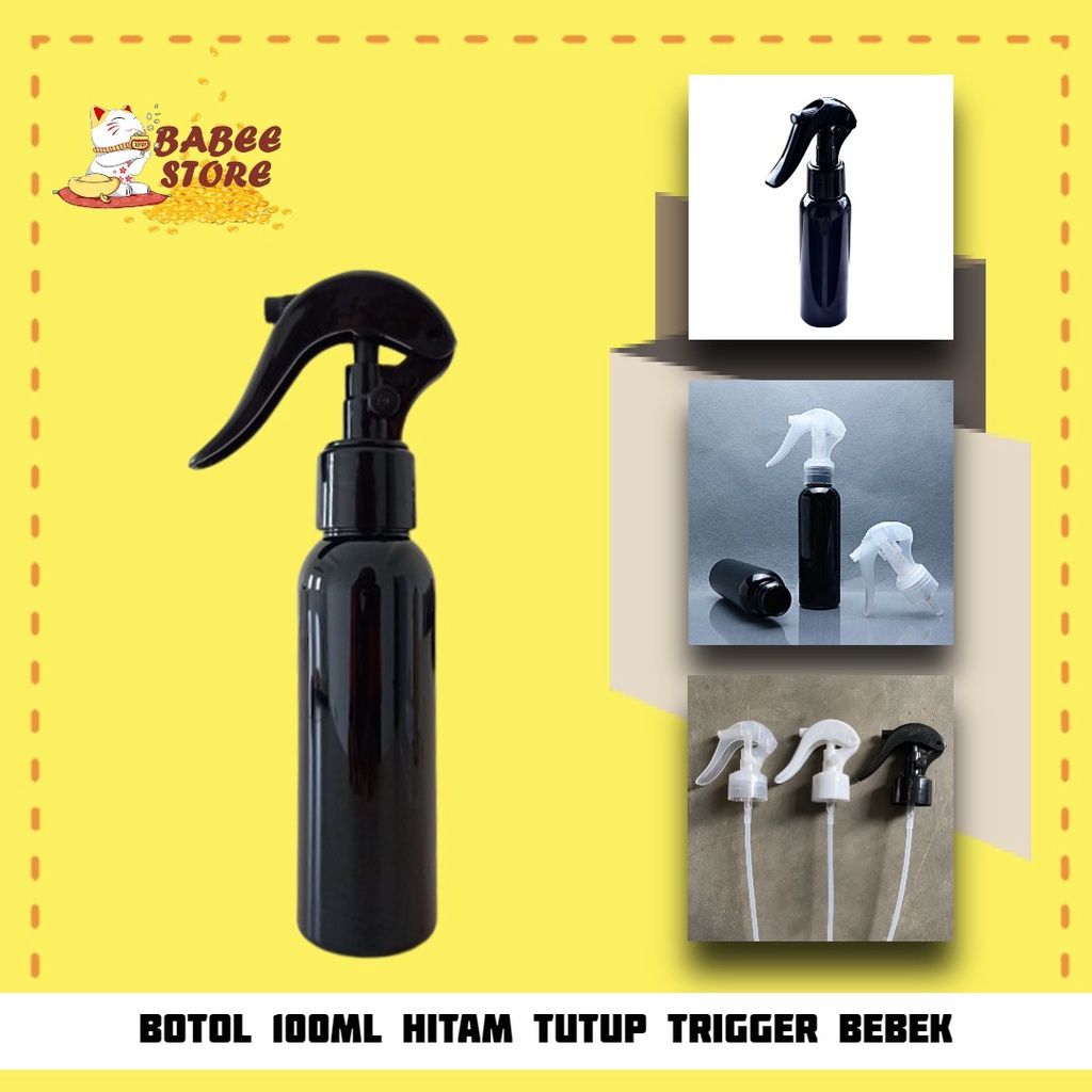 BABEE - BOTOL PLASTIK 100ML HITAM TRIGGER BEBEK / BOTOL SPRAY TRIGGER 100ML HITAM / BOTOl ISI ULANG