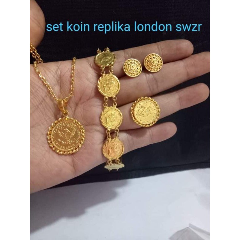 1 set perhiasan koin replika emas london