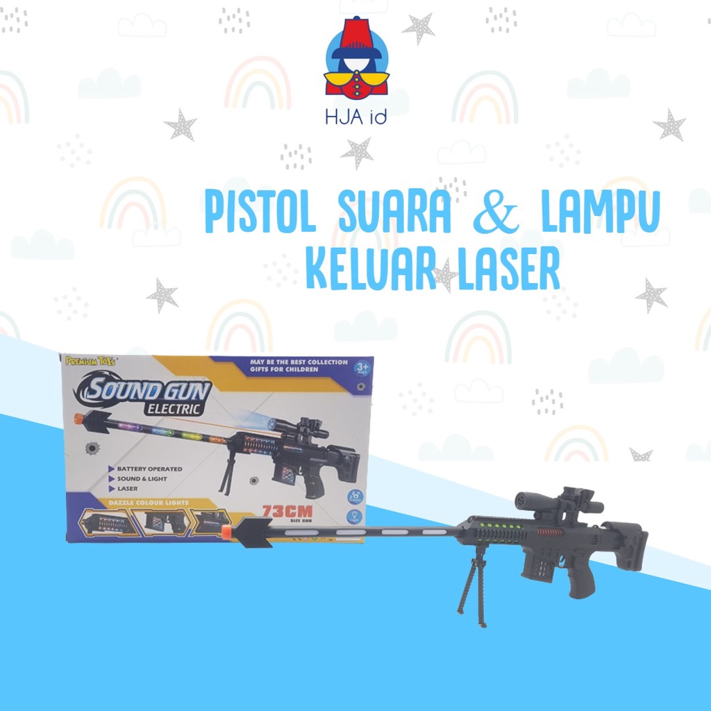 MAINAN PISTOLAN SENAPAN SOUND GUN ELECTRIC ADA SUARA, LAMPU DAN LASER PR17566