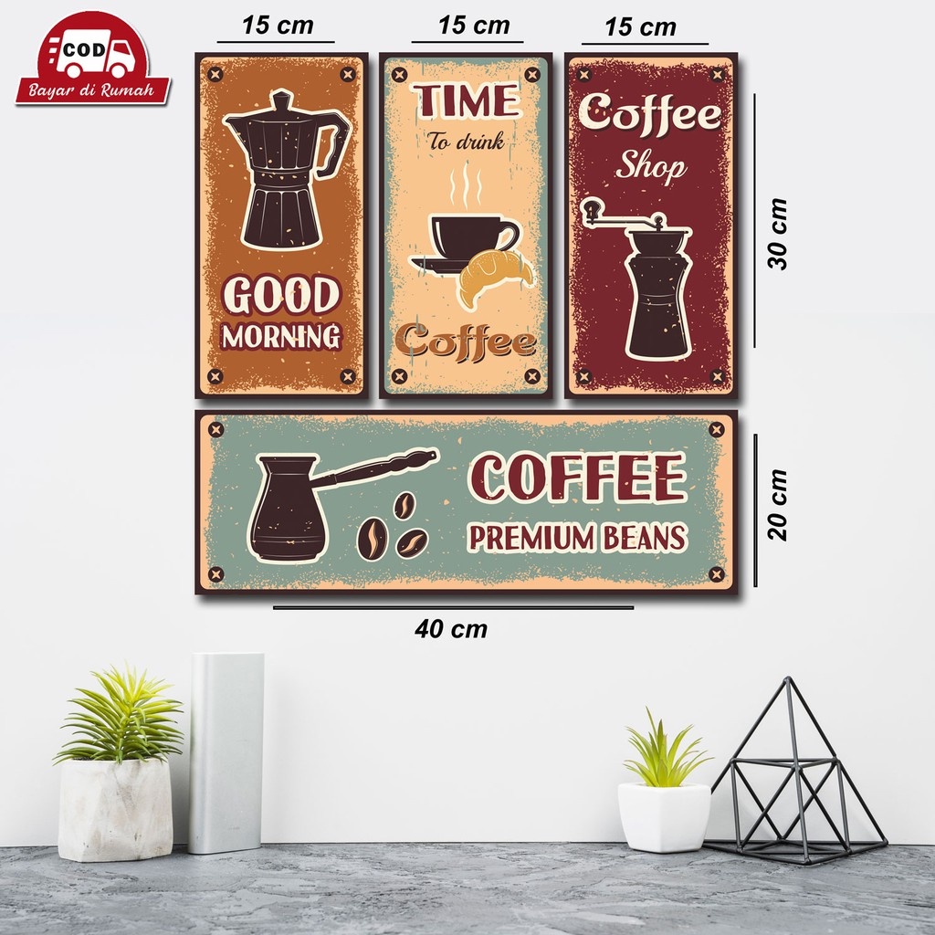 1 SET COFFE VINTAGE QUOTE WALL DECOR HIASAN DINDING RUANG TAMU CAFE