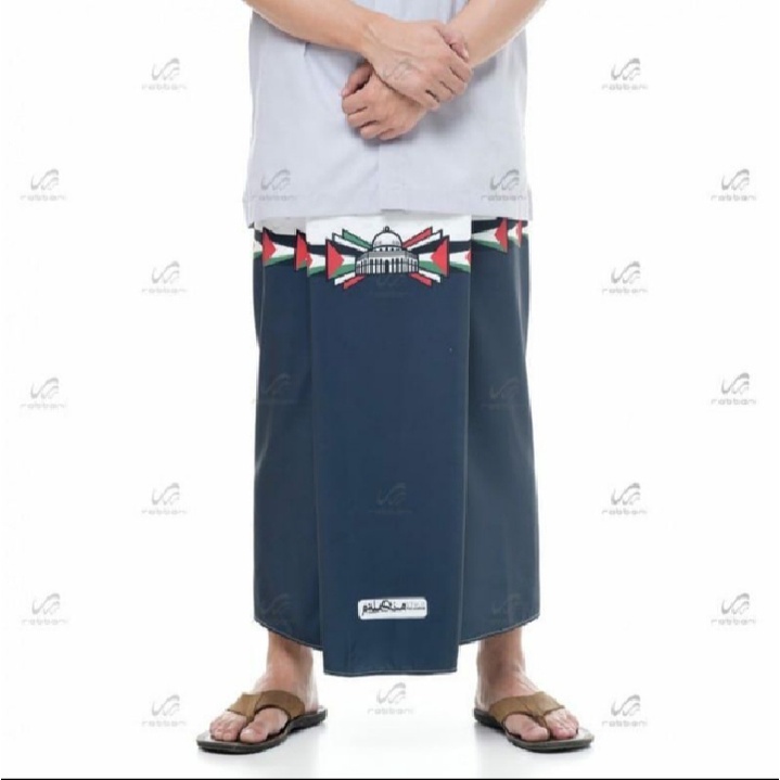 Sarung Rabbani Palestine Flap 4 Putih Navy
