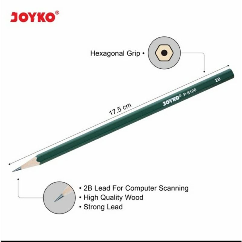 Pensil 2B Joyko P-8126 - Pencil Hitam Tebal Murah