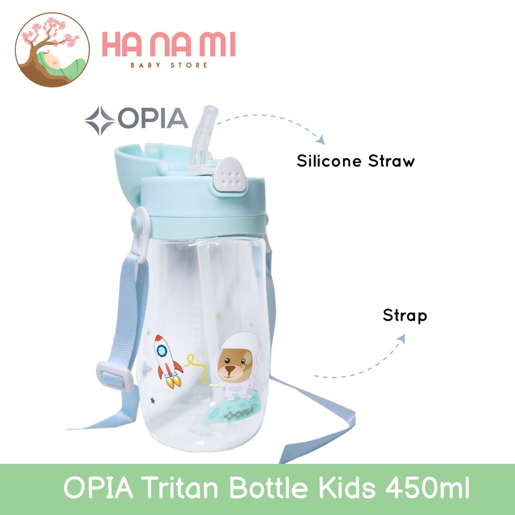 Opia Tritan Bottle Kids 450ml With Strap &amp; Push Straw