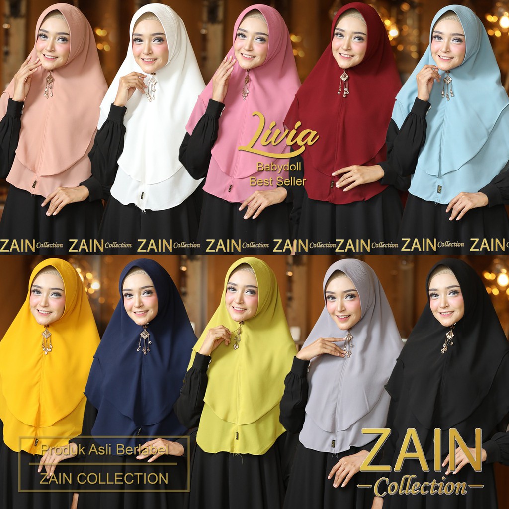 ZAIN COLLECTION Khimar Syar'I INSTAN Jilbab 2LAYER JUMBO||HIJAB LIVIA Polos-1