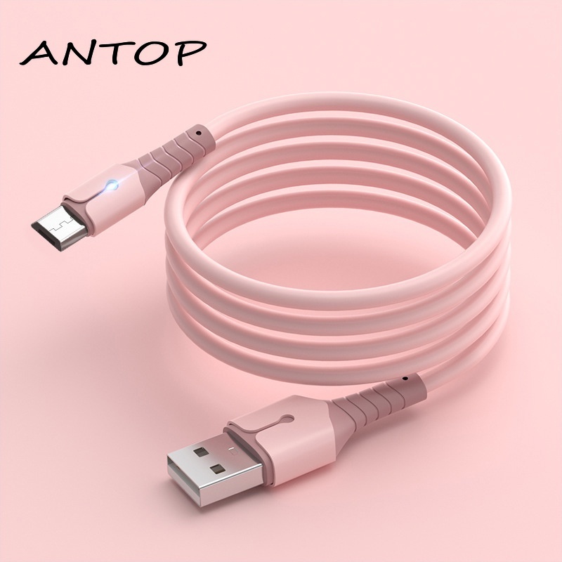 Kabel Data / Charger Usb Bahan Silikon Dengan Lampu Untuk Iphone / Ipad / Airpods ANTOP