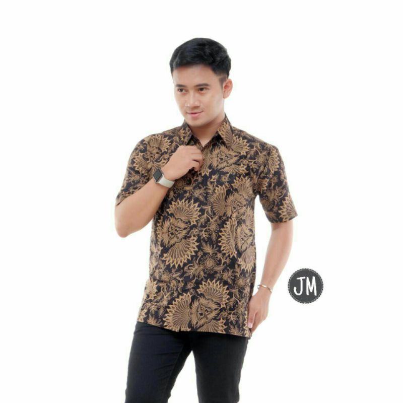 Batik wanita ASJ SA HRB026 Kenongo Kemeja Tosca Pendek-hem kipas