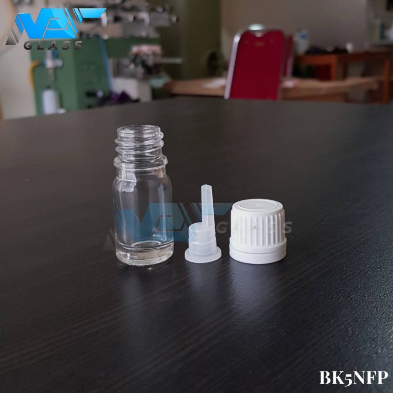 botol kaca 5ml bening tebal tutup filler putih