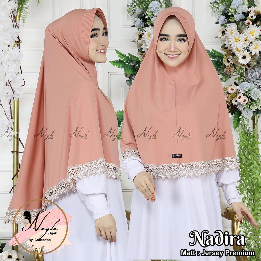 Jilbab Instan Jersey Terbaru Khimar Jersey Jumbo Renda Nadira Jilbab Bergo termurah  Nayla Hijab