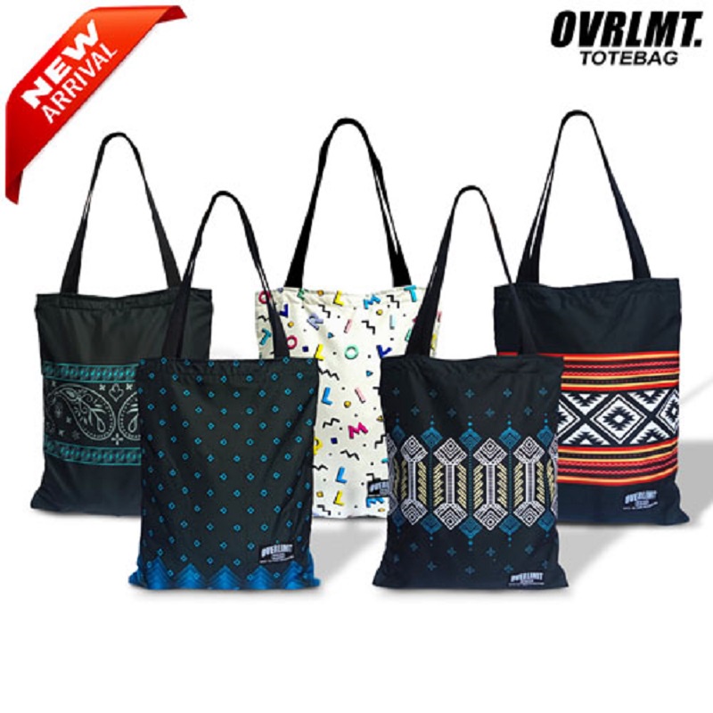 Tas Totebag OVERLIMIT Tote Bag Resleting Serba Guna / Totbag Distro Tas Tootbag Casual Tot Bag Motif