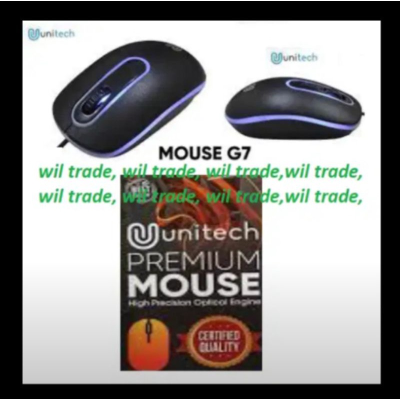 Mouse Optical Unitech G7 LED USB Kabel 1200DPI