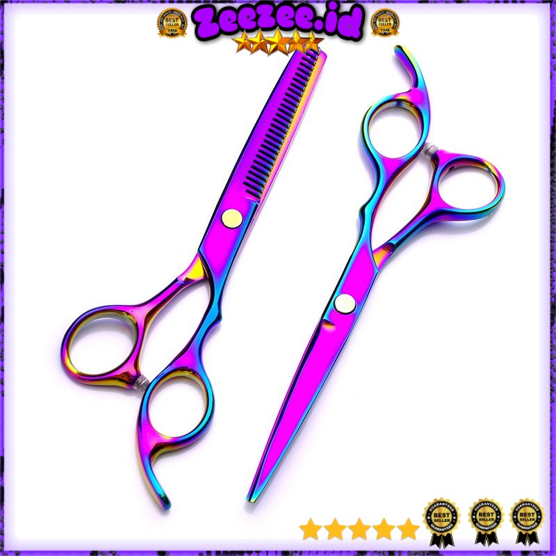 Gunting Rambut Salon Hairdressing Scissors Stainless Steel 2PCS - M132593 - Multi-Color