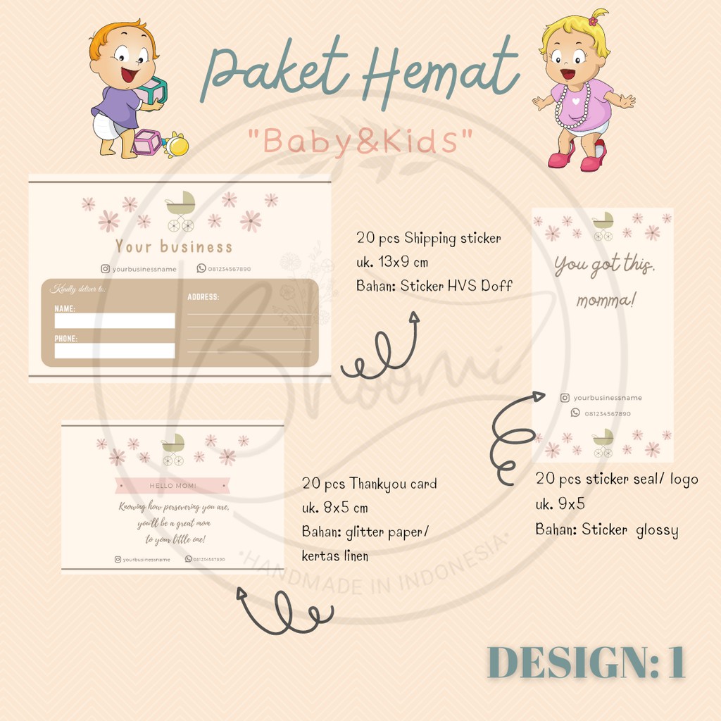 

PAKET HEMAT BABY&KIDS - STICKER SEAL - THANKYOU CARD - STICKER PENGIRIMAN