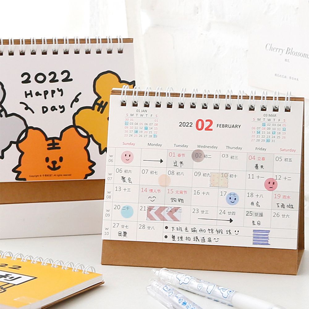 QUINTON Cartoon Desk Calendar 2022 Planner Accessories Table Calendar|Desk Calendar Portable Office Supplies 2022 Mini Desk Calendar Dual Daily Scheduler Table Planner Kawaii Monthly Planner Calendar Planner