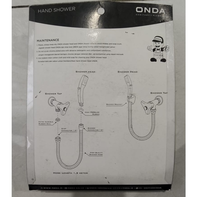 ONDA SO 232 PN Hand Shower Pancuran Mandi 1/2&quot;