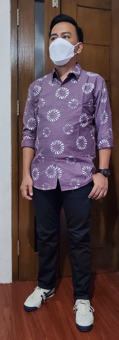 Asta Sibori Kemeja Batik Pria Lengan Panjang Slimfit Katun Printing Hem Baju Seragam Kantor Modern