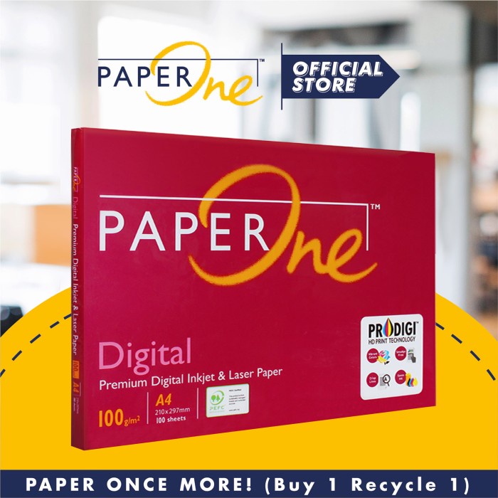 

kertas- paperone a4 kertas fotokopi (100g / retail pack) -kertas.