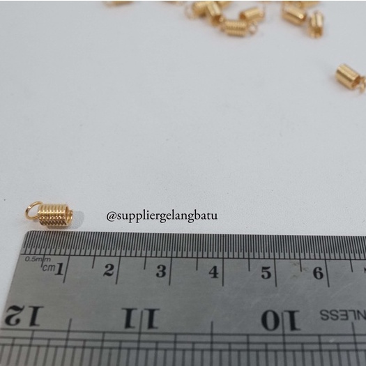 UJUNG TALI CONNECTOR 4mm SPRING CORD end per KONEKTOR GOLD masker