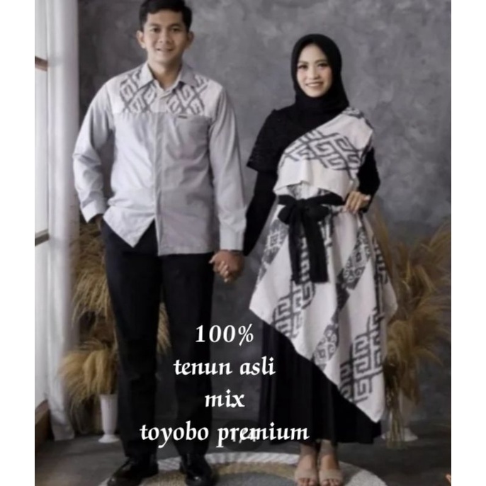 Baju Tenun couple - couple tenun - set couple tenun - set couple kondangan - SIERA DRESS IVORY - SIERA IVORY COUPLE