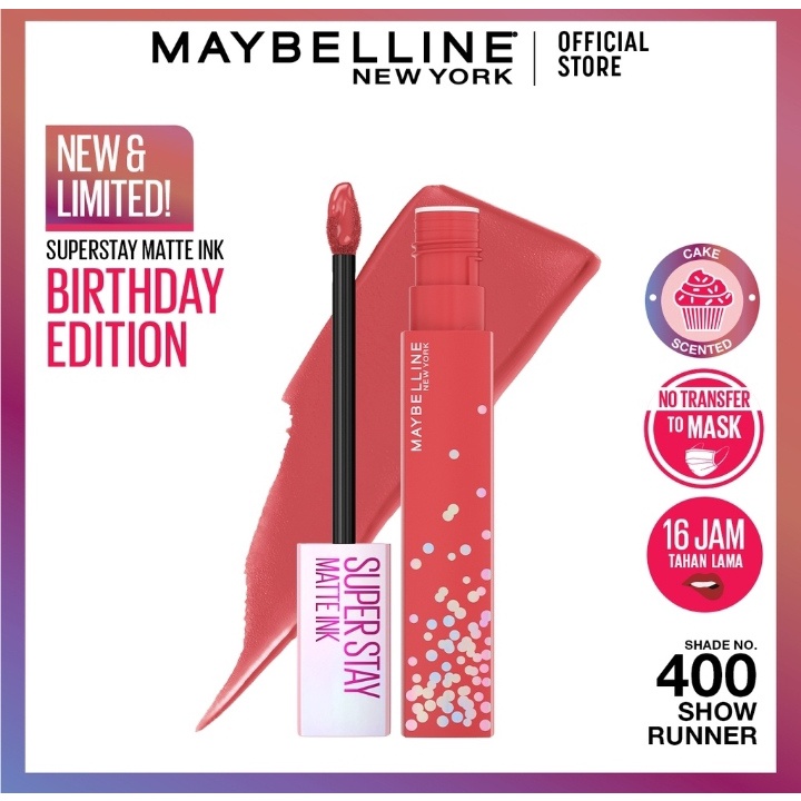 ORI 100% Maybelline Superstay Matte Ink Liquid Matte Lipstick Make Up Tahan Lama Hingga 24 Jam lipstik lipstick maybelin maybeline lipten maybeline my beline supertstay lipstik maybelline ori tahan lama lip matte maybelline original 220 Ambitios 385-400 Show Runner