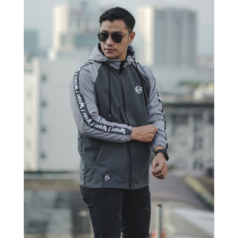 KMO Jaket Outdoor Raglan Running Pria Parasut Taslan / Jaket Olahraga Pria