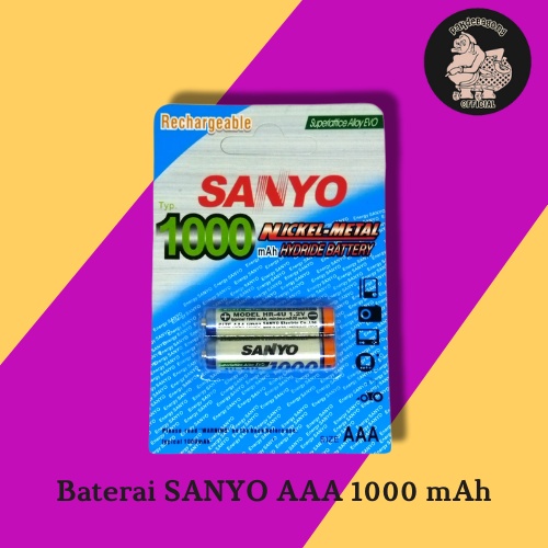 Baterai Cas SANYO AAA 1000Mah Batre Charger Sanyo 1000Mah A3 Batrai Charger Battery AAA Remot 1.2V