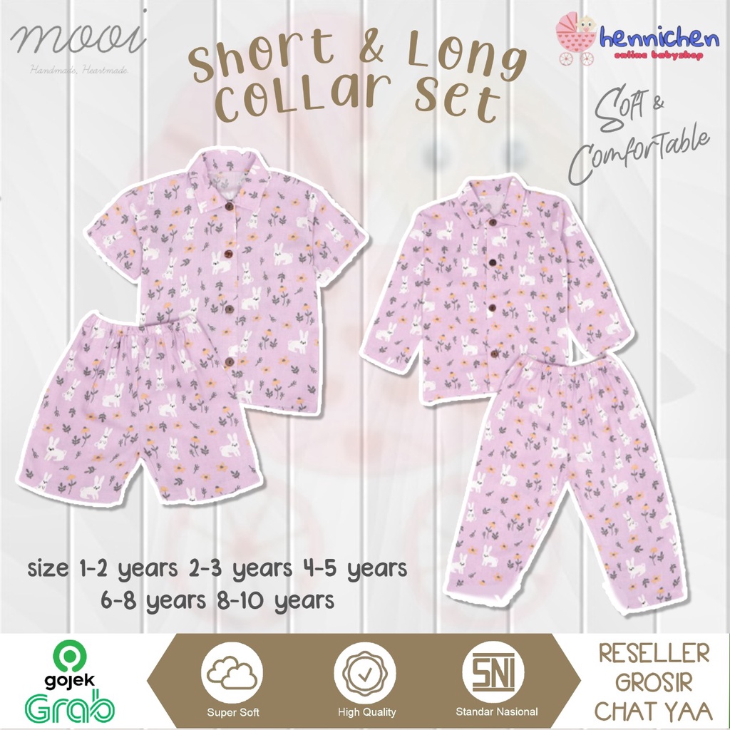 PROMO 7.7 PROMO BAJU LEBARAN MURAH MOOI LONG COLLAR SET SETELAN BAJU PENDEK / BAJU PANJANG PIYAMA KERAH ANAK BAJU ANAK 1-10 TAHUN