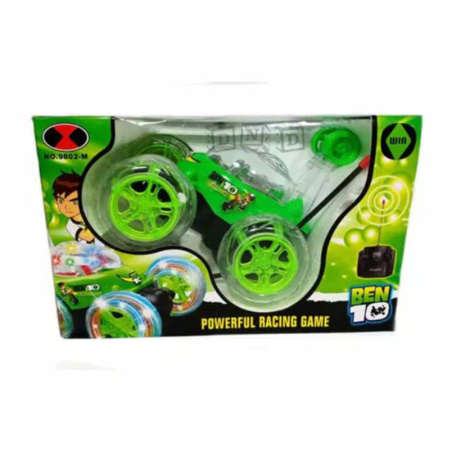 Mainan Anak - Remote Control RC Stunt Car 360 Ben 10 Ten Hijau