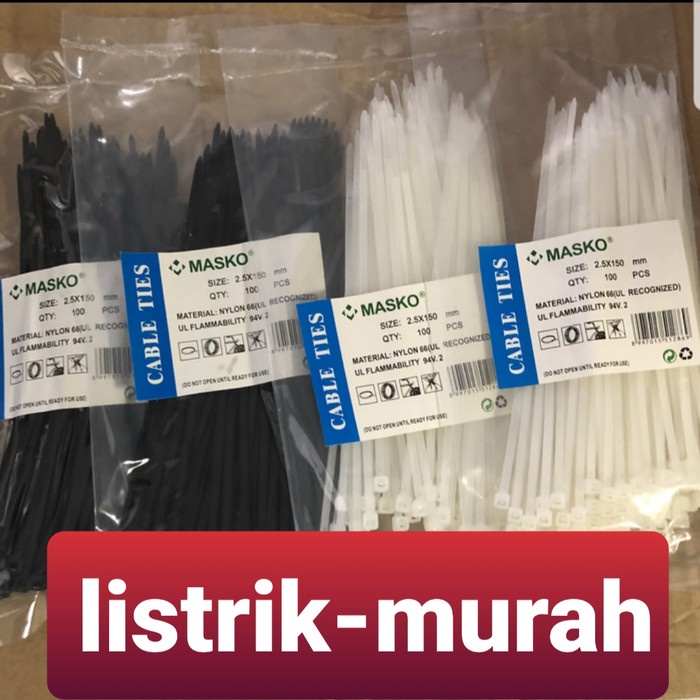 

ORGANIZER-DOCUMENT- MASKO KABEL TIES 2.5X150 MM 15CM SABUK KABEL TALI TIS CABLE - PUTIH -DOCUMENT-