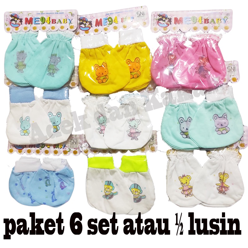 6 set Sarung tangan dan kaki bayi  setengah lusin Rib SNI