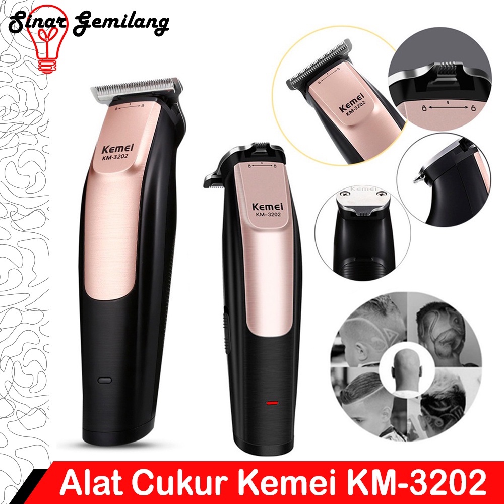 Original Kemei KM-3202 Alat Cukur Rambut Detailer dan Mesin Ukir Rambut Cordless 2 in 1