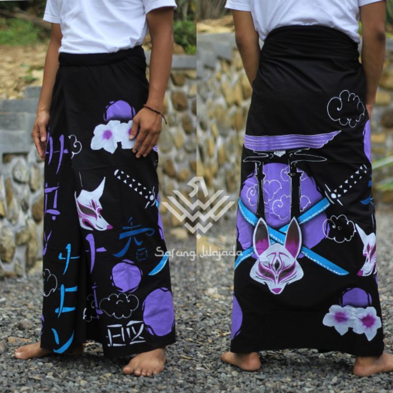 SARUNG BATIK LUKIS MOTIF SAMURAI / SARUNG SINOBI 1 SARUNG PRIA 1 SARUNG HADROH