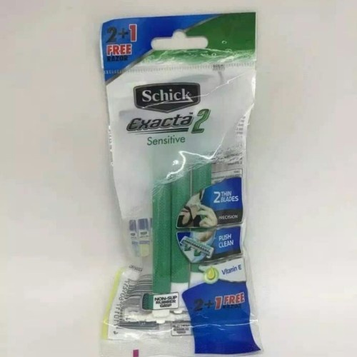 SCHICK EXACTA 2 SENSITIVE 2+1 HIJAU PISAU CUKUR PRIA ( TOTAL ISI 3 )