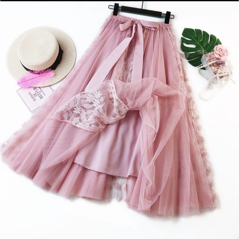 𝑱𝒂𝒌𝒂𝒓𝒕𝒂𝑭𝒂𝒔𝒉𝒊𝒐𝒏 brokat skirt import lace maxy elegan mewah brocade tile rok cantik tutu tulle