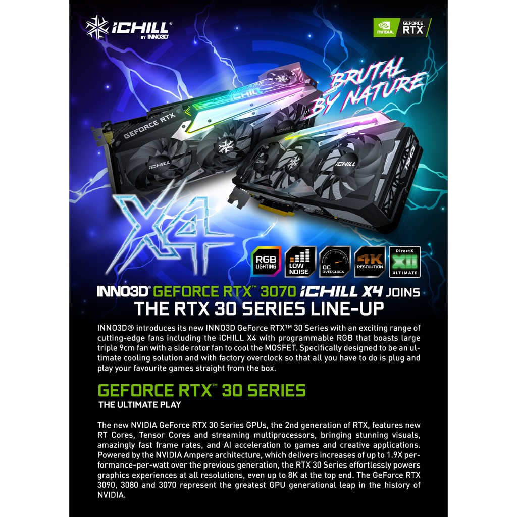 INNO3D RTX 3070 ICHILL X4 8GB DDR6 VGA CARD NVIDIA GEFORCE INNO 3D