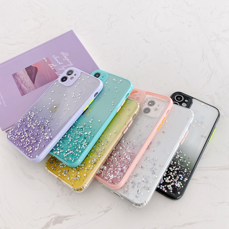 Case Transparan Foil Emas Untuk Iphone 11 Pro Max 7 8 Plus Se 2020 X Xs Max Xr