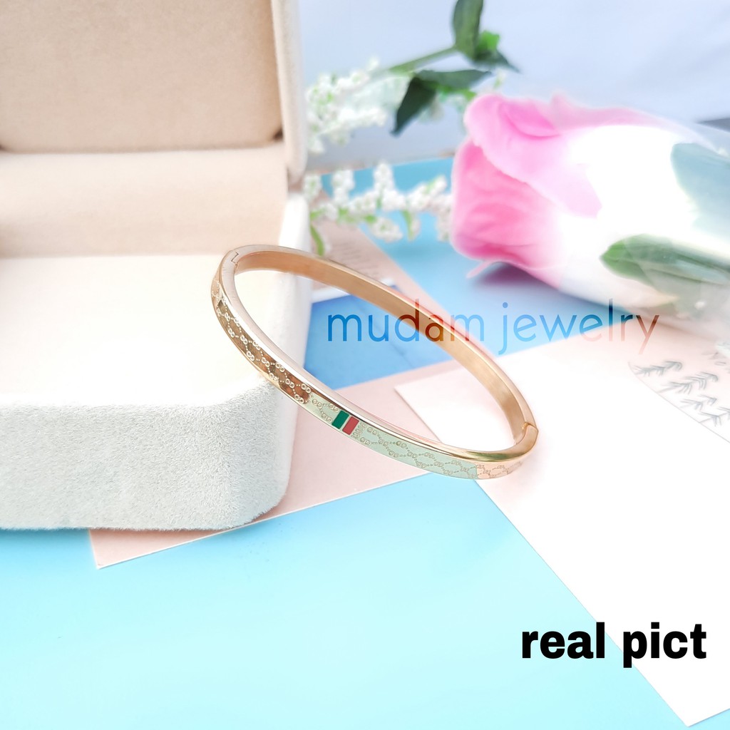 Gelang Bangle Titanium Gc Unisex Untuk Anak-Anak Tersedia Warna Rose Gold, Gald, Silver dan Hitam