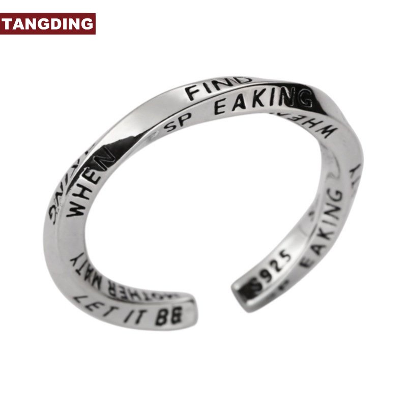 【COD Tangding】Cincin Model Terbuka Desain Graffiti Bahasa Inggris Untuk Wanita