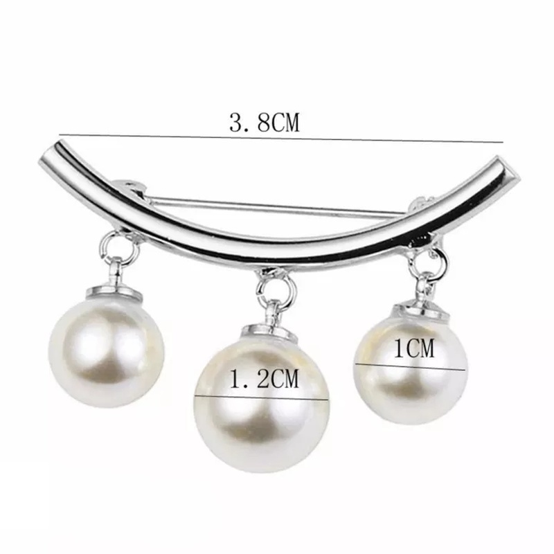 Fashion White Pearl Dangle Beads Brooch Collar Clips Lapel Brooch Pin Alloy Simple Brooches For Women Accessories