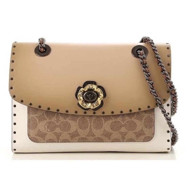 [READY]Coach Parker with Rivets and Snakeskin Shoulder Bag (29416)