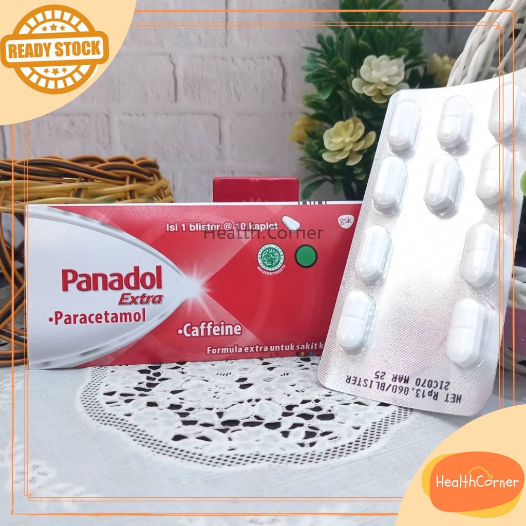 Panadol Extra Paracetamol 10 Kaplet / Demam / Sakit Kepala / Flu CAFFEINE