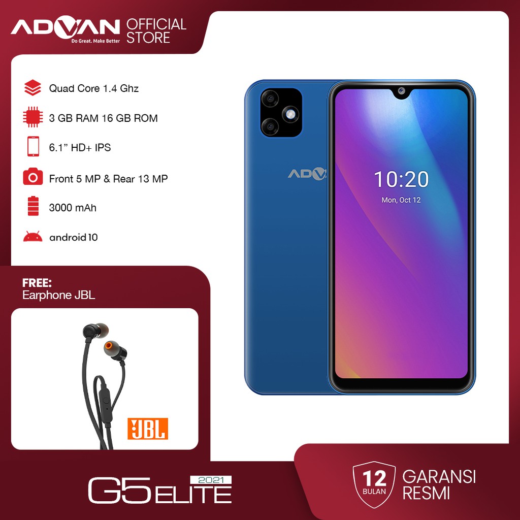 Advan G5 Elite 2021 (Deep Blue) 6.1 Inci 3 GB 16 GB Octacore Smartphone