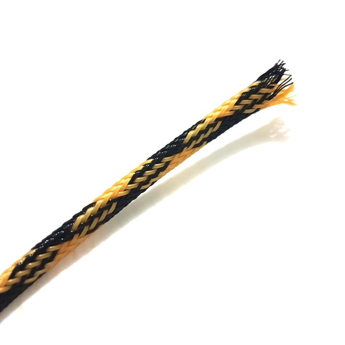 Pembungkus Kabel 6 mm Hitam Kuning Cable Sleeve braided nylon