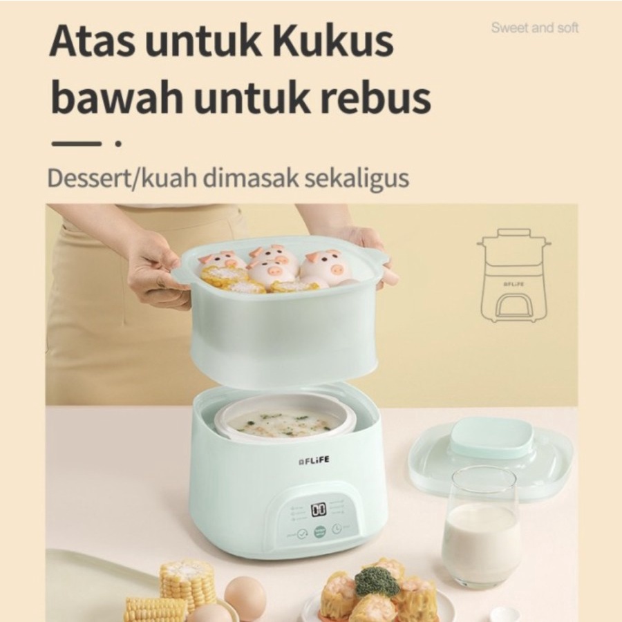 Slow Cooker Mukti Fungsi 6 in 1 Flife Fc-30Nc01 Kapasitas 1 Liter