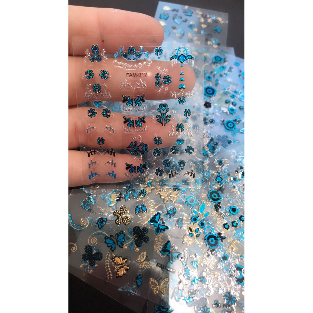 MURAH MERIAH sticker kuku sticker BIRU dekorasi resin nail art dekor